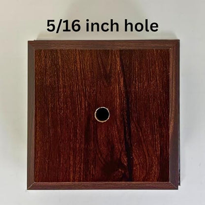 Display Base Pedestal Cherry Finish with 5/16" Center Hole – Square Stand Blank for Trophies, Figurines, 3D Prints, DIY Projects – Available in Multiple Sizes (5 1/2"Lx5 1/2"Wx4"H) - size: 5 1/2"Lx5 1/2"Wx4"H