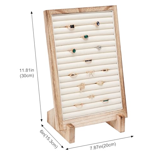 Lolalet Wooden Jewelry Display Series, Necklace Bracelets Earrings Rings Jewelries Stand Freestanding Natural Wood Holder Rack for Selling Vendor Store -1 Pack, Ring - color: Ring