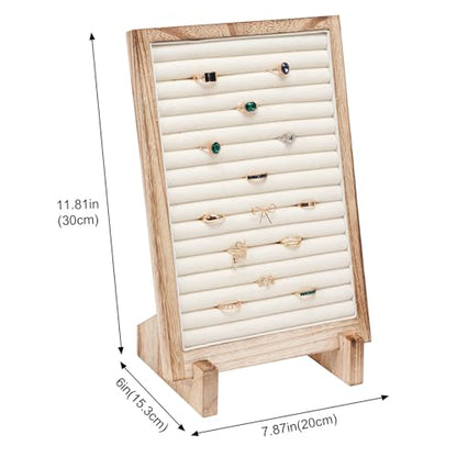 Lolalet Wooden Jewelry Display Series, Necklace Bracelets Earrings Rings Jewelries Stand Freestanding Natural Wood Holder Rack for Selling Vendor Store -1 Pack, Ring - color: Ring