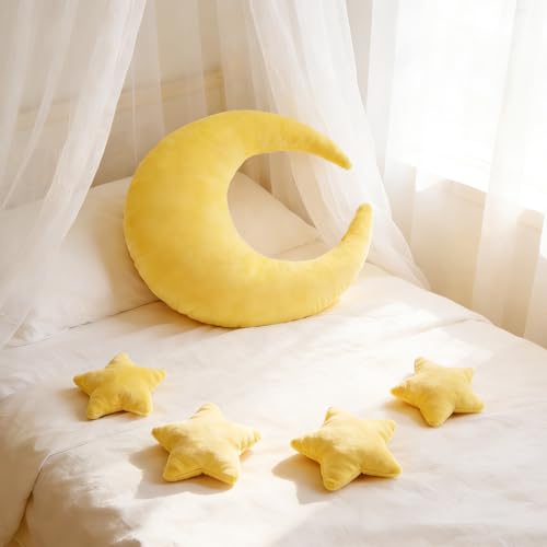 Newborn Photography Props 5Pcs Baby Moon Star Pillow Set Newborn Photography Posing Pillows Adjustable Photography Props, Yellow - color: Yellow