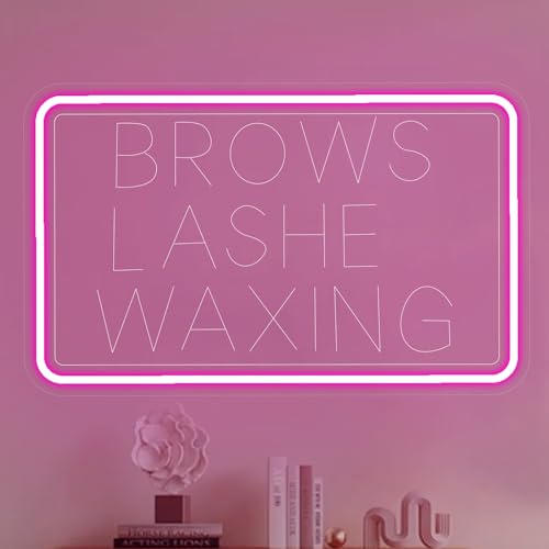 Neon Sign for Wall Decor Light Up Letters Business Led Sign Birthday Party Gifts Led Decorative Night Signs Girls Dressing Room Decor Photo Prop for Beauty Nair Salons (Brows Lashes Waxing) - color: brows