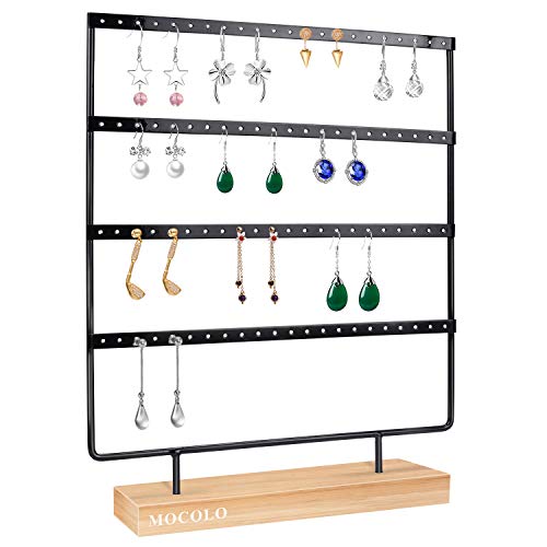 Mocolo Earring Holder Stand, Earring Organizer Display Holder Stand for Hanging Earrings(88 Holes & 4 Layers) - color: Black