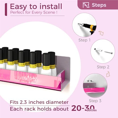 4 Pack 15 Inch Pink Reflective Acrylic Shelves, Pink Floating Shelves, Modern Sunglasses Essential Oil Picture Ledge Display Toy Storage Shelf - color: 15in-pink Mirror