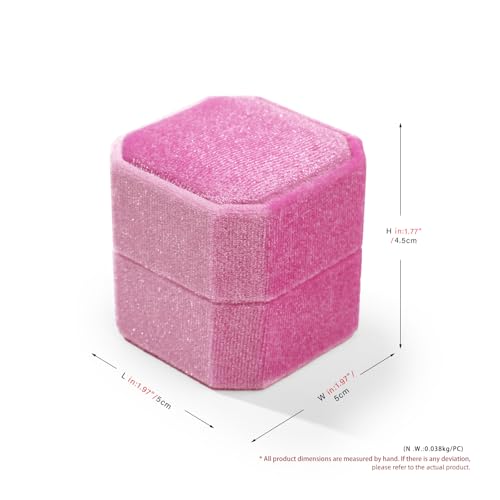 3 Slots Ring Box Velvet Ring Gift Box Wedding Day For Proposal, Engagement, Wedding, Mother's Day, Valentine's Day (Pink) - color: Pink