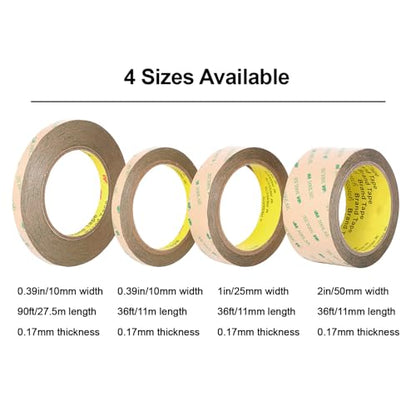 3M 300LSE Double Side Tape Heavy Duty 36ft, Clear Mounting Tape Removable for Scrapbook,Transparent Sticky Tape Picture Hanging Strips, Adhesive Tape for LED Poster Art Craft - size: 0.39in x 36ft