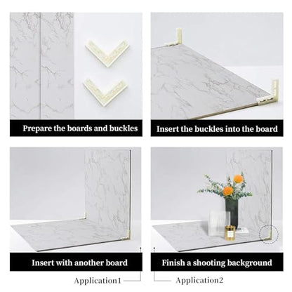 2 PCS Boards Photo Backdrop 2 Marbles Texture for Flat Lay, Food Photography Background 24x24 Inch, BEIYANG (Marble+Marble) … - color: Marble + Marble 24x24