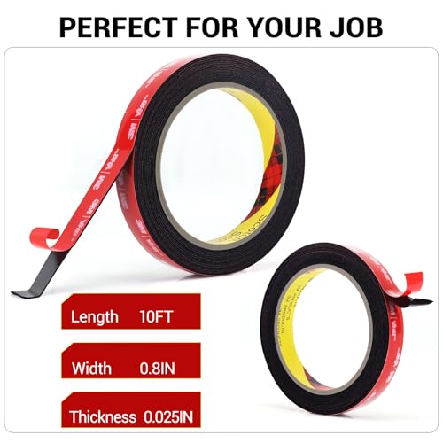 Ohayooz Double Sided Tape Heavy Duty 10FT Made of 3M5925, Very Sticky Adhesive Mounting Tape, Works Great Indoors and Outside, Walls, Automotive, Home Office Deco - size: 2026 Just Try