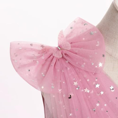 IMEKIS Toddler Kids Girls Butterfly Dress Sparkle Sequins Tulle Wedding Formal Birthday Dresses 2-10T - color: Dusty Pink, size: 5-6 Years