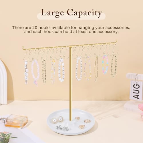 OAOLEER Bracelet Holder Display, Gold Jewelry Holder with 20 Movable Hooks Bracelet Stand Organizer, Jewelry Display Stand for Necklaces Bangles - size: 1 Tier