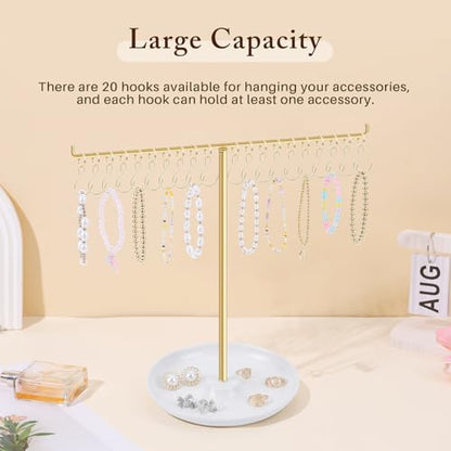 OAOLEER Bracelet Holder Display, Gold Jewelry Holder with 20 Movable Hooks Bracelet Stand Organizer, Jewelry Display Stand for Necklaces Bangles - size: 1 Tier