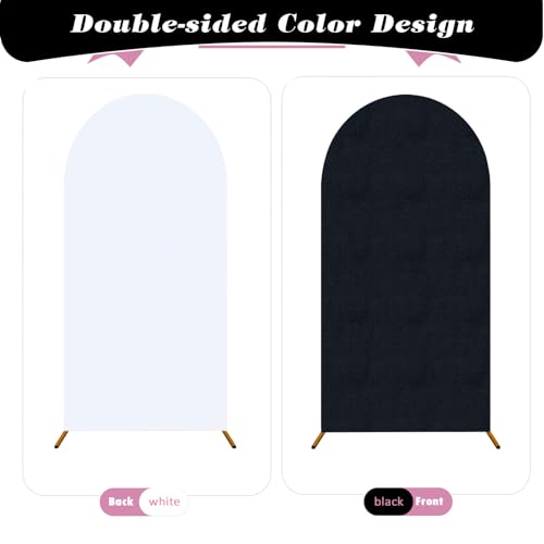 OurWarm Wedding Arch Backdrop Cover Set of 3(6FT 5FT 4FT ), 2 Sided White and Black Arch Cover for Balloon Arch Stand, Stretch Spandex Backdrop for Class of 2026 Graduation Party Decorations