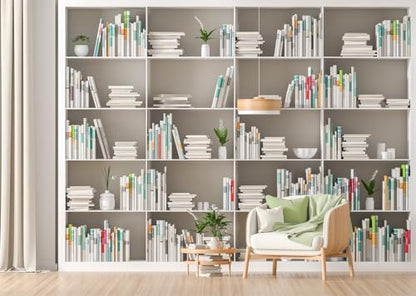 BELECO 10x10ft Fabric White Bookshelf Backdrop Modern Office Zoom Meetings Video Conference Background Living Room Study Banner Work from Home Online Meeting Photo Props - size: 10x10FT