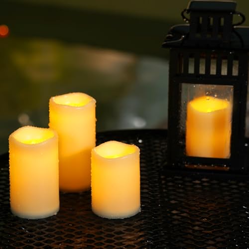 Homemory Waterproof Flameless Candles, Outdoor Indoor Battery Operated LED Pillar Candles with Remote Control and Timer, Plastic, Long Lasting, D3 x H4 4" 5" 5" 6" 6", Set of 6 - size: Set of 6