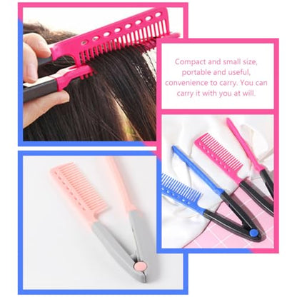 3pcs Foldable V-shaped Hairdressing Straightener Combs for Salon Flat Ironing, Portable Hair Styling Tools for Women and Men