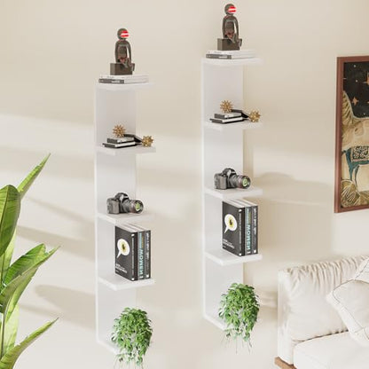 LitaEther 5 Tier White Lack Wall Shelf - Multi-Functional Display Organizer for Anime Figures, Funko Pop, Plants, Makeup & Books (7.1" x 5.5" x 30.7") – Space-Saving Floating Shelf for Home & Office