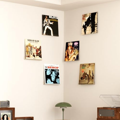 upsimples 8 Pack Vinyl Record Wall Mount Shelves, 12" Vinyl Holder for Album Record Storage & Display, Clear Acrylic Floating Shelves for Wall Decor, Kids Bookshelf, Magazine Rack, Picture Ledge