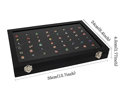 Wudygirl 7 Slots Ring Holder Organizer Box with Transparent Lid Black Jewelry Organizer for Store Display Jewelry Holder for Rings（Ring Organizer） - style: 7 Slot Ring Tray