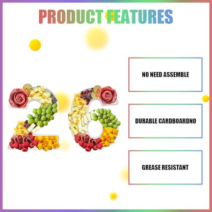 Charcuterie Cardboard Number Fillable Shaped Treat Decorative Box Anniversary Birthday Table Centerpiece (26 Style, 9inch) - size: 9inch, style: 26 Style