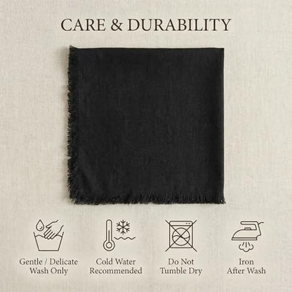 ACCENTHOME Black Cotton Linen Napkin Set of 12 18x18 inch Dinner Napkins - Washable Soft Premium Hotel Quality Reusable Hemmed Edges Napkins Perfect Table Linens for Family Dinners, Weddings - color: 08 - Black, size: 18"x18" - Pack of 12