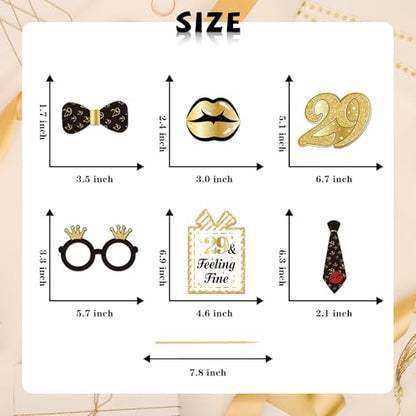 INNORU 29th Birthday Photo Booth Props, 29 & Feeling Fine Birthday Photoshoot 29 Years Old Party Photography Props Favor Centerpiece Sticks Decorations 30 PCS