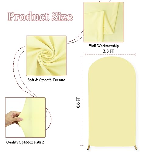 MODFUNS Light Yellow Arch Cover 3.3x6.6ft Spandex Wedding Arch Cover Stretchy Chiara Arch Backdrop Covers Double Sided Arch Stand Covers Arch Wall Backdrop Covering for Happy Birthday Party Arch Stand - color: Light Yellow, size: 3.3 FT x 6.6 FT