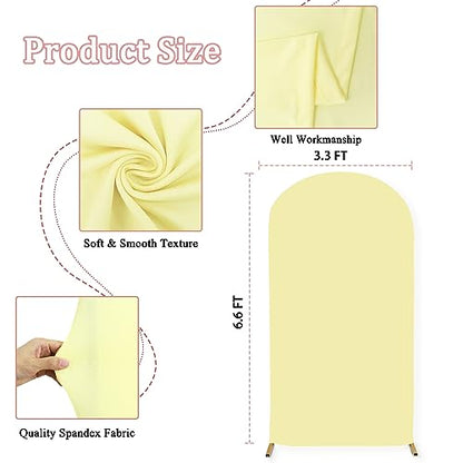 MODFUNS Light Yellow Arch Cover 3.3x6.6ft Spandex Wedding Arch Cover Stretchy Chiara Arch Backdrop Covers Double Sided Arch Stand Covers Arch Wall Backdrop Covering for Happy Birthday Party Arch Stand - color: Light Yellow, size: 3.3 FT x 6.6 FT