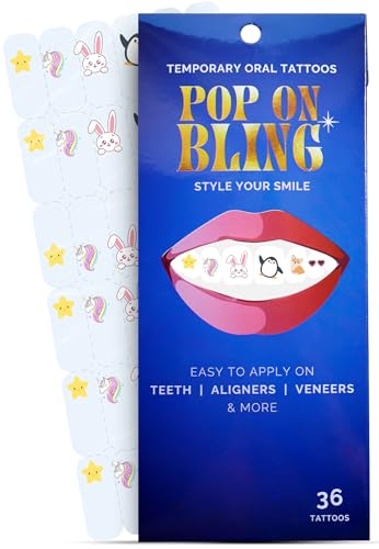 Holiday Tooth Bling Tattoo – Temporary Tooth Gem Kit for Teeth – Safe for Teens & Adults, Removable Fun Fake Tooth Tattoo Stickers for Holiday Costume, Party & Cosplay (Cuties) - color: Cuties