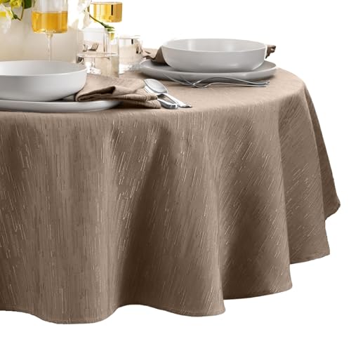 Elrene Home Fashions Continental Solid Texture Water, Stain & Wrinkle Resistant Tablecloth, 70" Round, Taupe - color: Taupe, size: 70" (Round)