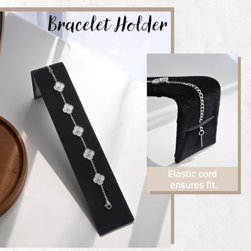 MOOCA 9 Pcs Jewelry Display Set, Necklace Display Bust, Bracelet Holder Stand, Earring Organizer, Ring Holder Stand for Showcase and Store, Black Velvet - color: Style 4, Black Velvet, 9 Pieces