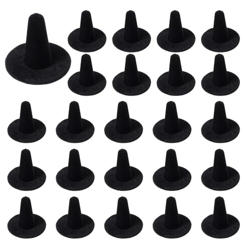24 Pack Black Velvet Ring Display Holders - Premium Velvet Ring Holder Jewelry Organizer Stand for Retail Stores, Home, Exhibitions (Cardboard & Velvet)