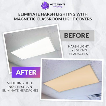 Octo Lights Magnetic Light Covers for Ceiling Lights Classroom Fluorescent Light Covers Solid Beige 2x4 Ceiling Light Cover for Classroom Lights, Office, and Medical Spaces (Pack of 1) - color: Dark Beige
