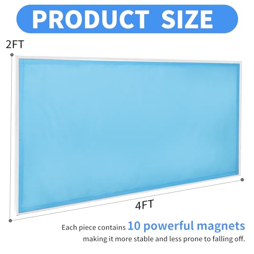 Torixqi 2pcs Fluorescent Light Covers - Light Covers for Ceiling Lights Classroom, Magnetic Light Filters for Office, Hospitals, Home 4 x 2 Feet (blue) - color: blue