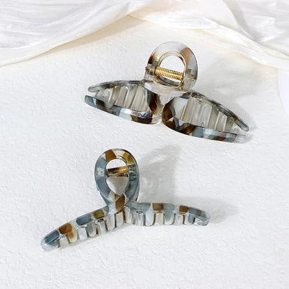 Large Butterfly Hair Claw Clips with Long Thick Hair Big 5.1" Ripple Clips Hair Accessories for Women Girls Gifts 2 Pcs - color: RippleBlueBrown-2