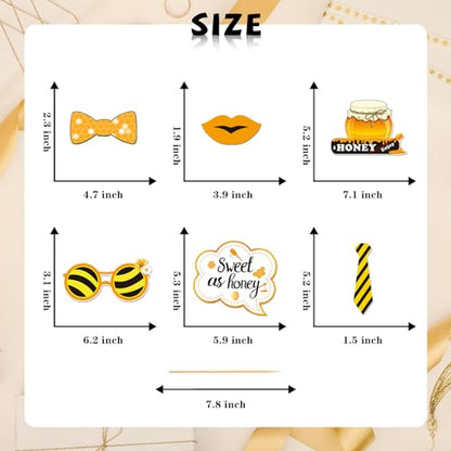 INNORU Bee Honey Photo Booth Props, Bumble Bee Baby Shower Photoshoot New Mom Wedding Party Photography Props Favor Centerpiece Sticks Decorations 30 PCS