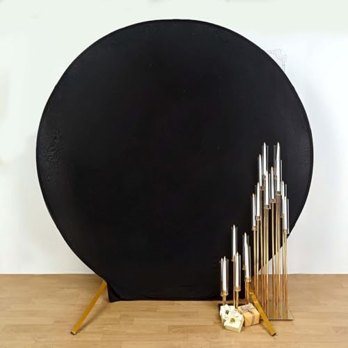 Efavormart 7.5ft Black Round Spandex Arch Backdrop Cover, 2-Sided Opaque Stretch Fabric Slipcover for Modern Galas and High-Contrast Photo Booths - color: Black, size: Round