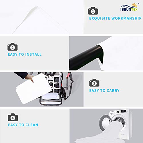 ISSUNTEX 6X9 ft Background Polyester Backdrop, Photo Studio, Collapsible High Density Screen for Video Photography and Television-White - color: White, size: 6X9 ft