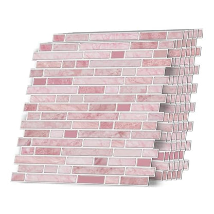 VICCI 12-Sheet Peel & Stick Tile Backsplash 12" x 12", Stick-On Wall Tiles for Kitchen, Bathroom & Laundry Room (Pink Marble Style) - color: Spt-106, size: 12 x 12 inch (Marble style)