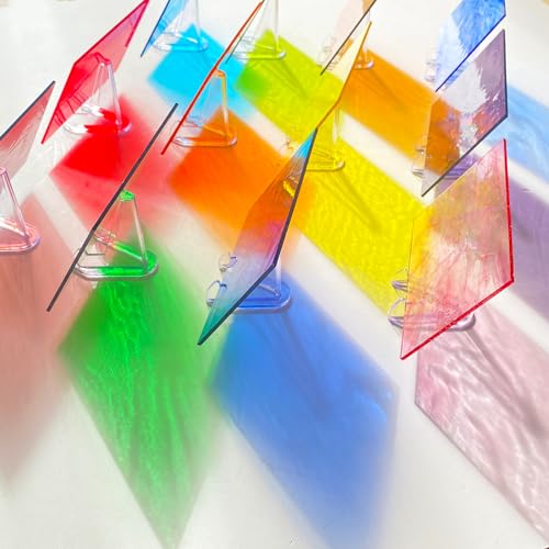 12 Sheets Transparent Stained Glass Sheet Variety Pack, 4 x 6 inch Cathedral Art Glass Mosaic Tiles for Crafts, Stained Glass Supplies for Projects and Mosaic Work - color: Transparent