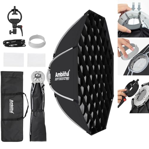 AMBITFUL 21.6" Softbox Quick Release with Bowens Mount & Speedlite Bracket for COB Lights, Flash for CB60/CB100, SL60/SL100, MS300/SK400, V1/V1PRO/V100, AD200PRO/II (21.6") - color: 21.6"