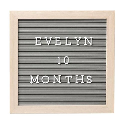 Pearhead Felt Wooden Letterboard Set - Ideal Photo Sharing Prop for Baby Announcements, Milestone Keepsake, Custom Message Board and Shower Gift - Includes 188 Letters, Numbers, and Symbols - 10" x 10" Gray - color: Gray Felt Letterboard