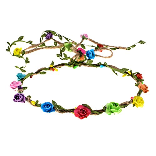 DDazzling Flower Crown Floral Wreath Headband Floral Garland Headbands Photo Props,Rose Flower Crown Kit, 3 Piece (Rainbow) - color: Rainbow