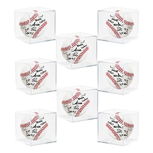 8 Pack Acrylic Baseball Case for Display, UV Protected Baseball Display Cube, Autographed Baseball Clear Display Case, Baseball Display Case for Memorabilia Baseball - size: 8 Pc