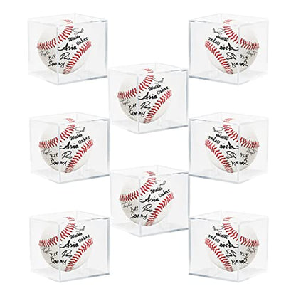 8 Pack Acrylic Baseball Case for Display, UV Protected Baseball Display Cube, Autographed Baseball Clear Display Case, Baseball Display Case for Memorabilia Baseball - size: 8 Pc