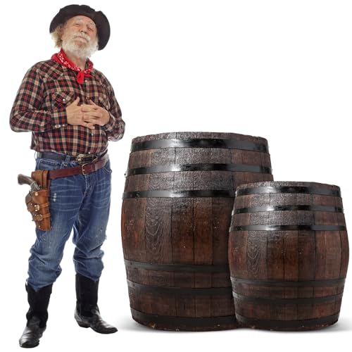 AceOrbit 2 Pcs Western Cowboy Party Decoration 40" H 30" H Wine Barrel Decor Pirate Party Decorations Large Cardboard Wine Barrel Wild West Cardboard Decoration Western Photo Booth Props Decor