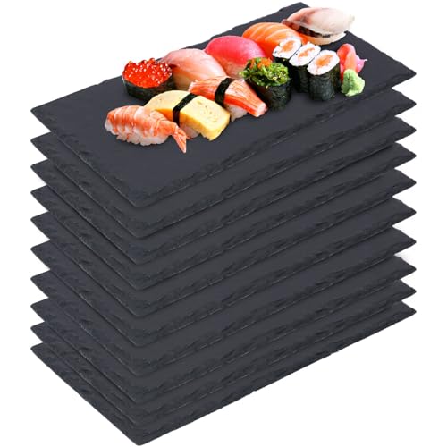 10 Pack 8.7 x 6 Inch Slate Cheese Boards, Slate Plates Black Charcuterie Boards - Natural Stone Serving Tray with Soapstone Chalks for Parties, Gifts, and Special Events. - size: 10 Pack 8.7 x 6 Inch