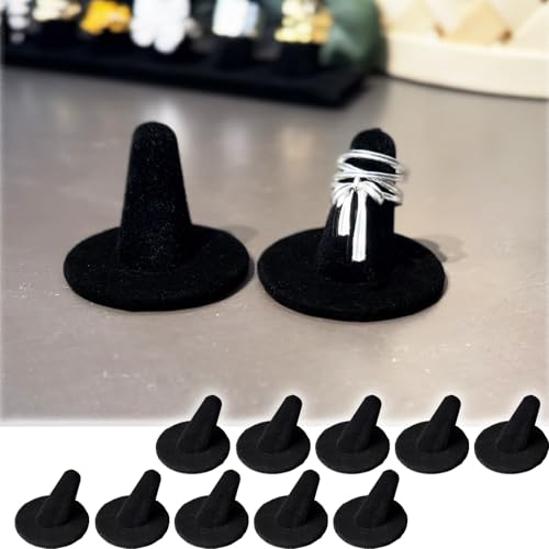 Black Velvet Ring Display Stand, 10PCS Ring Holder and Organizer, Jewelry Display Stand for Storage