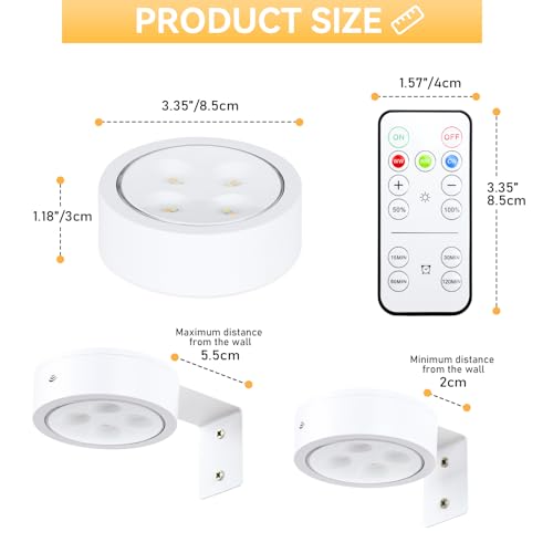 4-Pack Battery Picture Lights, Remote Painting Light for Art Disaplay,Magnetic LED Wall Picture Light, Dimmable & Timer, 3 Lighting Modes Art Display Light for Gallery Dartboard Frame Pictures, White - color: White 4 Pack