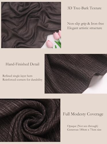 Lightweight Cotton Linen Feel Scarf Shawl Wrap Hijab for Women, Travel Fall Winter Gift - color: Mcspz2530-2#coffee