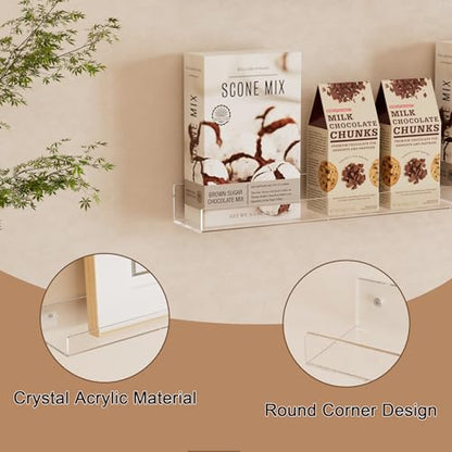 36'' Clear Acrylic Wall Long Shelf 2 Pack, Acrylic Floating Book Shelves, Wall Mounting Invisible Ledge Book Shelf - color: Clear, size: 36 Inch