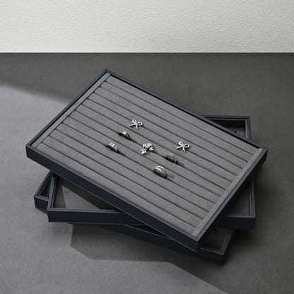 Ring Display Tray Grey Jewelry Organizer Tray Grey Microfiber Ring Earrings Display Organizer Tray - size: 11 Slot